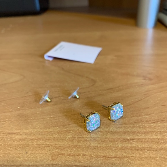 Kate Spade Square Opal Glitter Stud Earrings - Picture 7 of 7